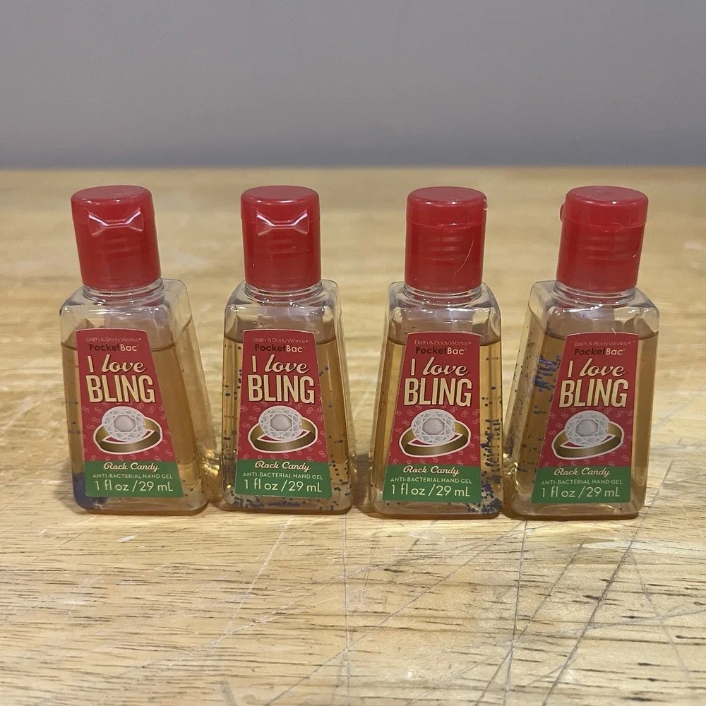 Vtg Bath Body Works Rock Candy Antibacterial‎ Hand Gel I Love Bling 1 Oz. Set Of